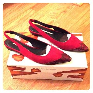 Donald J Pliner Slingback Red Suede Shoes